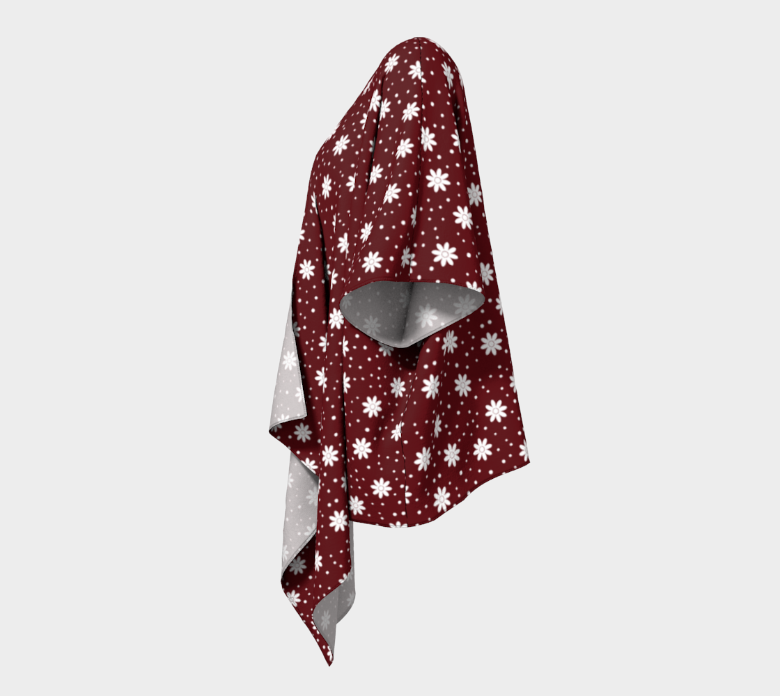 floral dots maroon draped Kimono