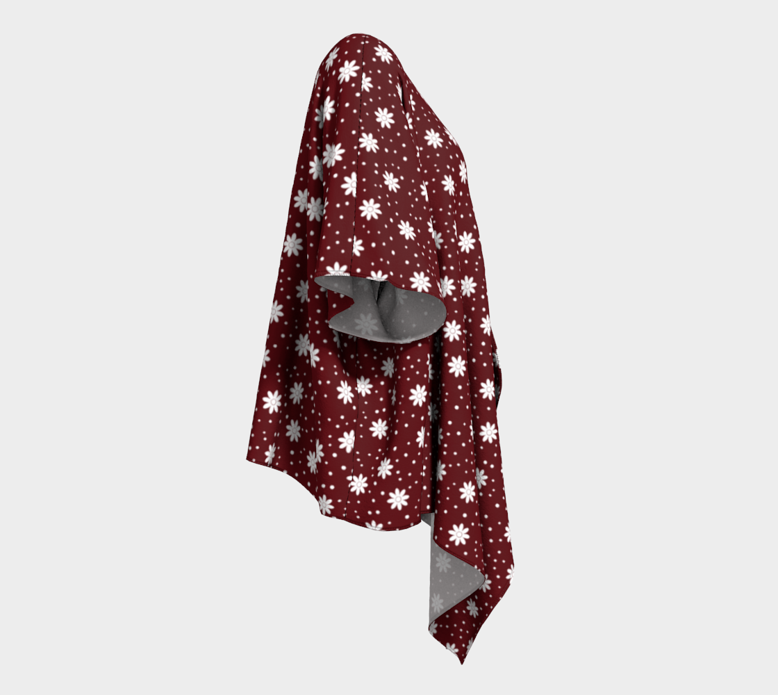 floral dots maroon draped Kimono