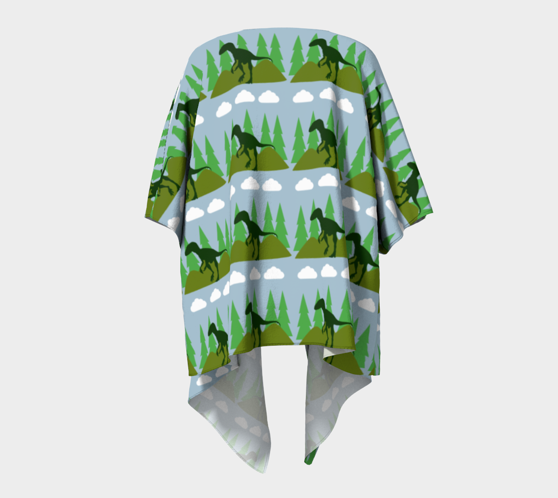 dino in the mountains blue draped Kimono