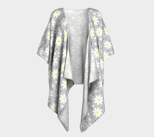 daisy dots grey draped Kimono