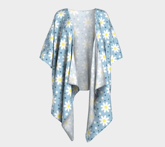 daisy dots light blue draped Kimono