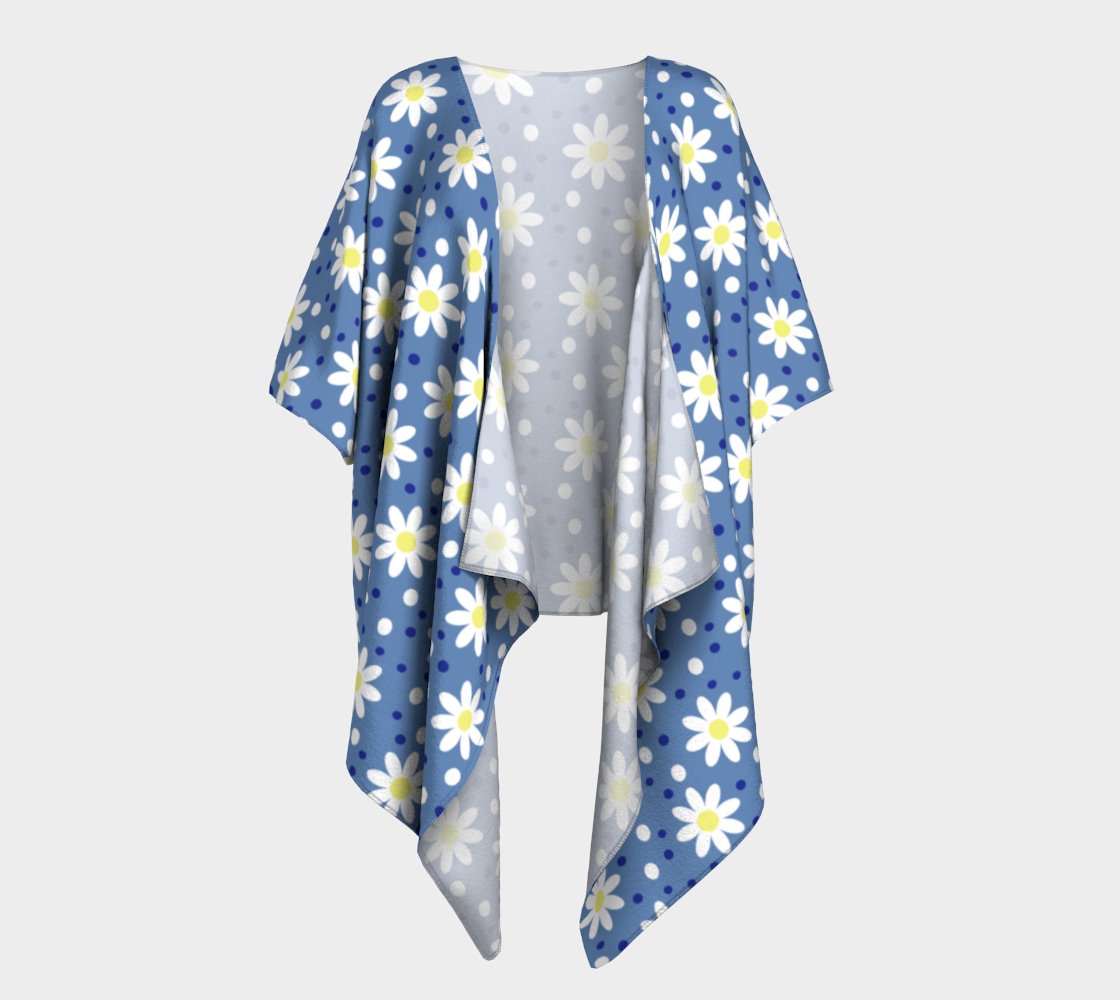 daisy dots blue draped Kimono