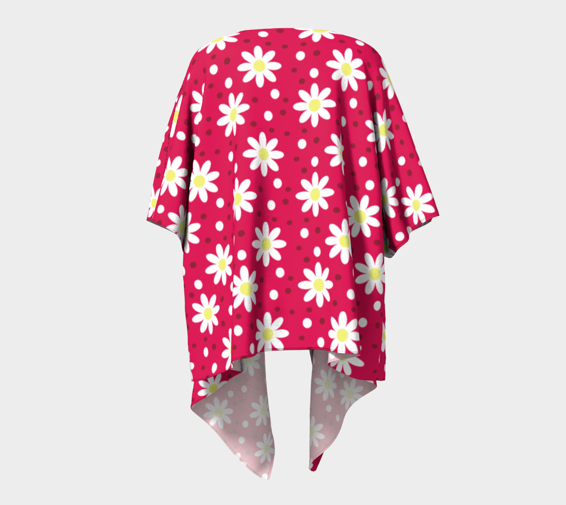 daisy dots light red draped Kimono