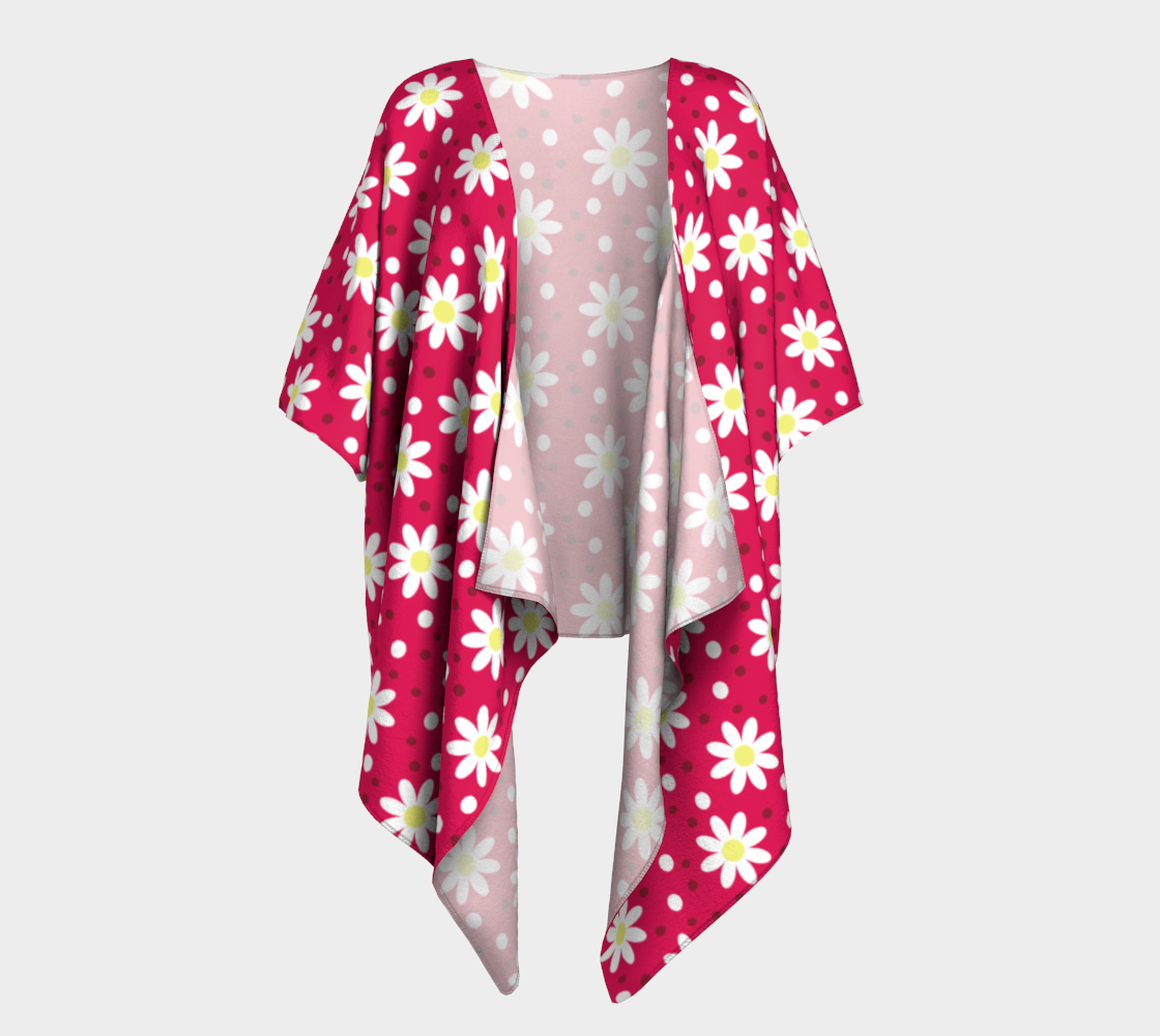 daisy dots light red draped Kimono