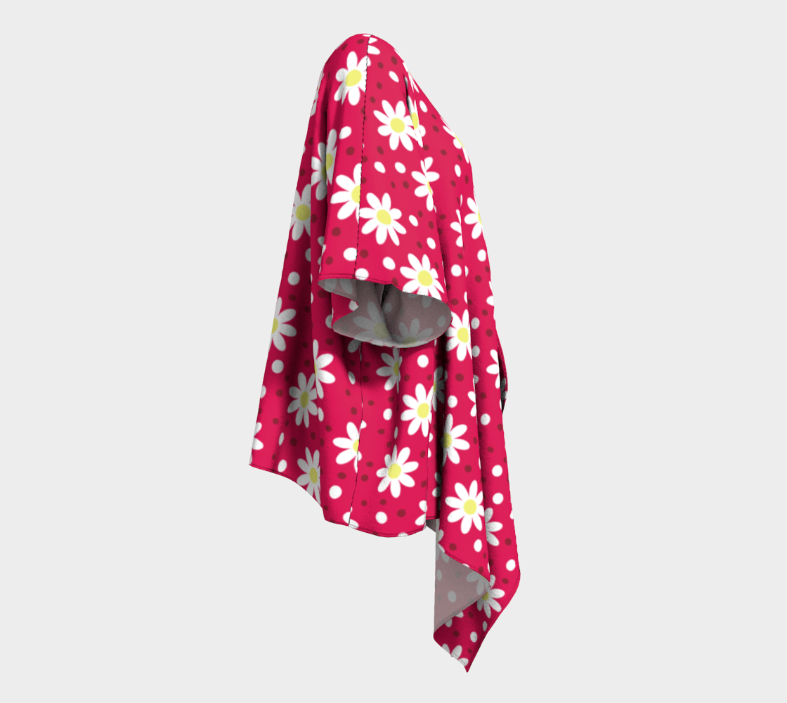 daisy dots light red draped Kimono