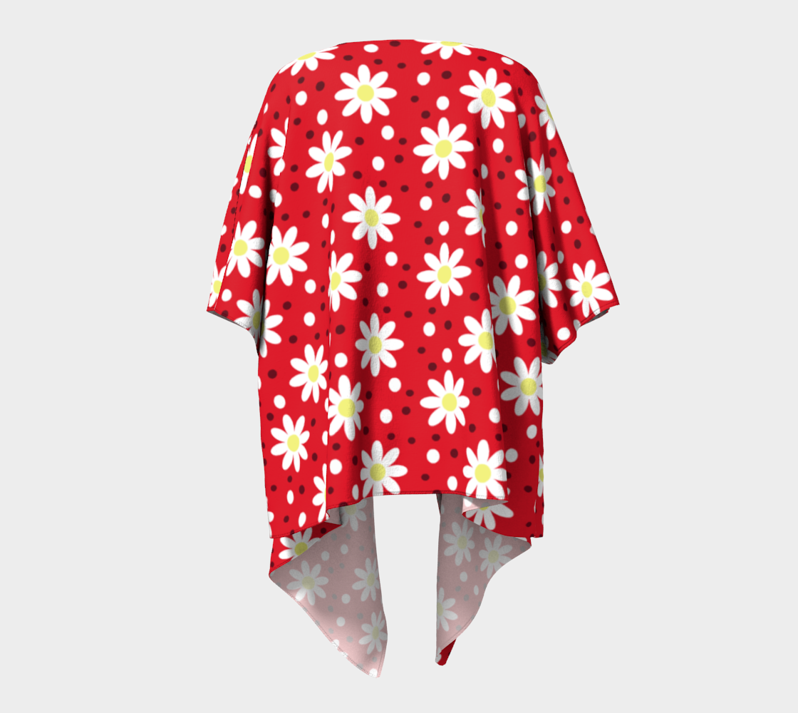 daisy dots red draped Kimono