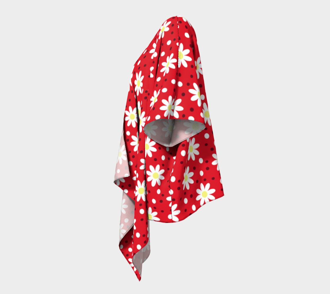 daisy dots red draped Kimono