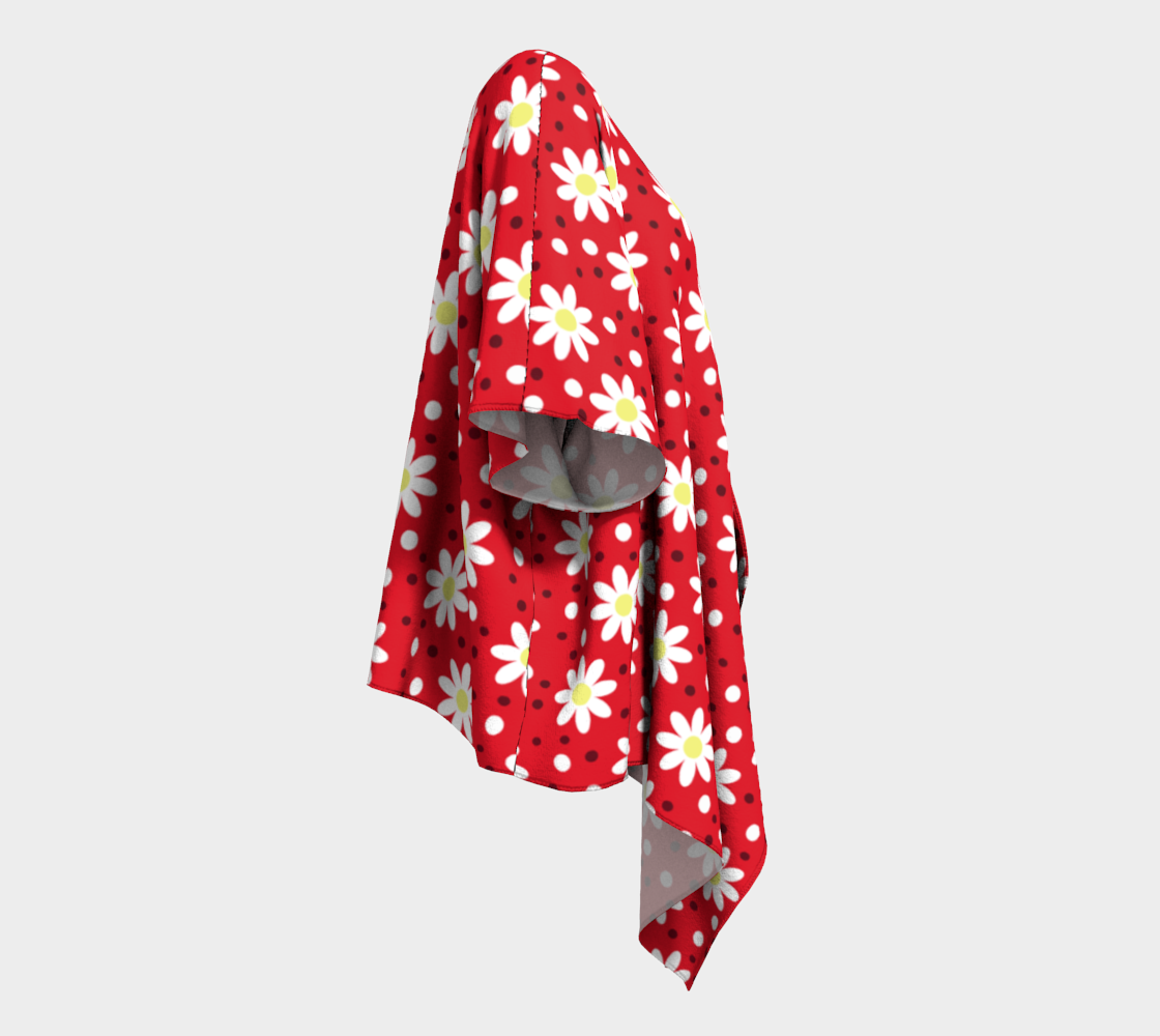 daisy dots red draped Kimono