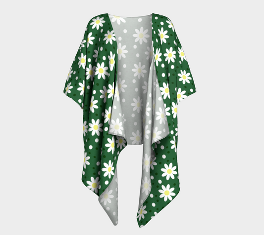 daisy dots green draped Kimono