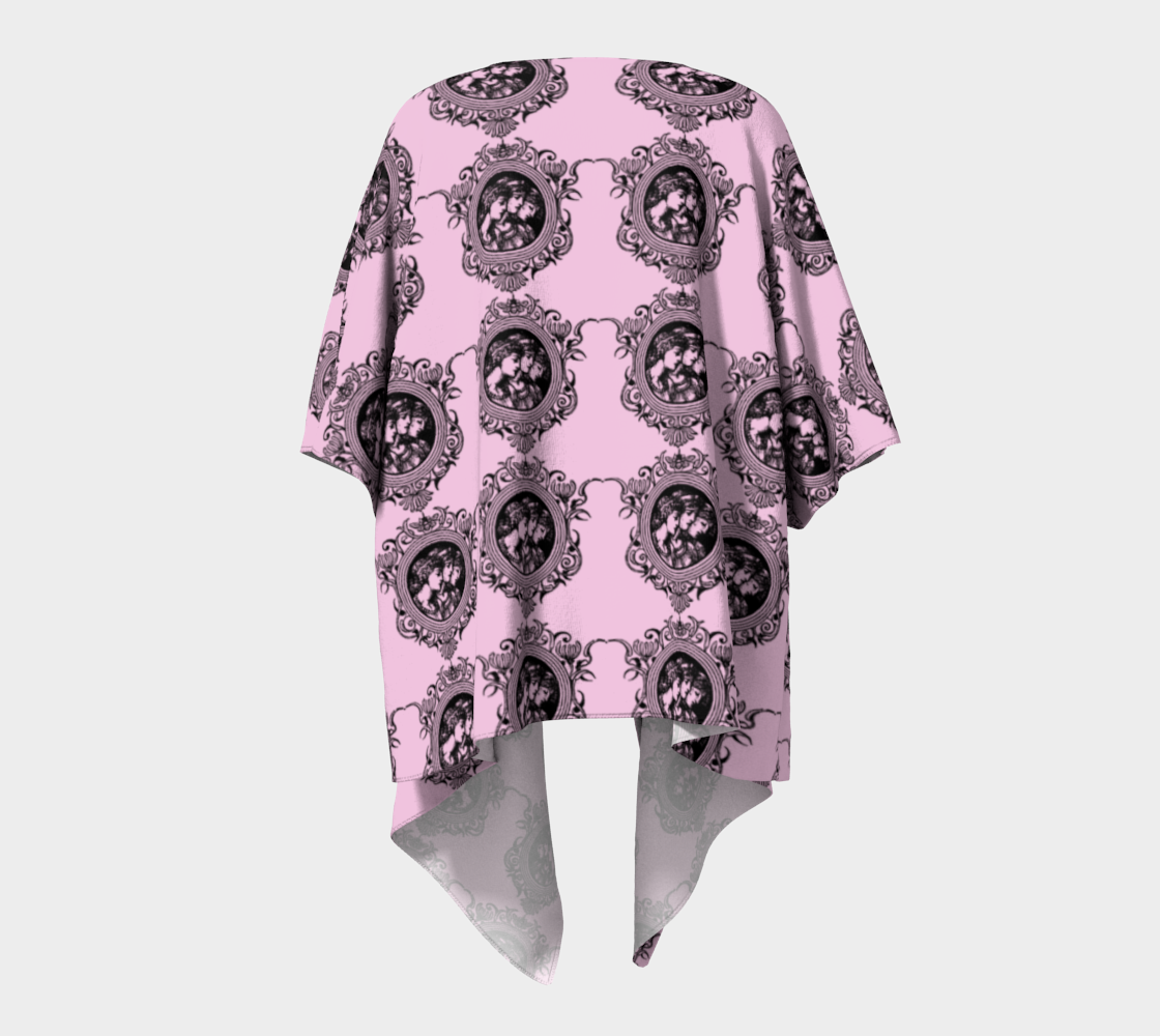 three women pink draped Kimono