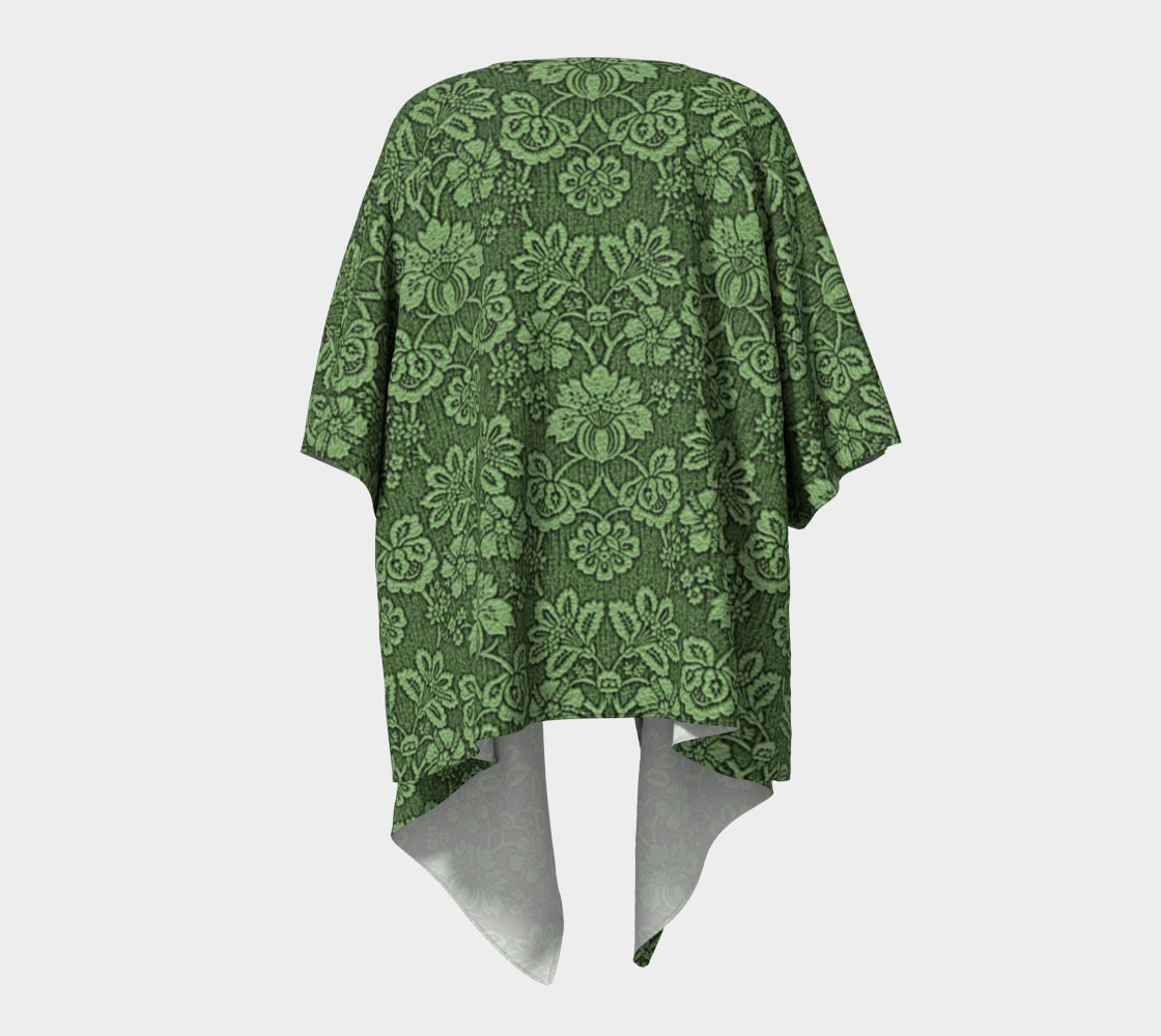 damask green draped Kimono