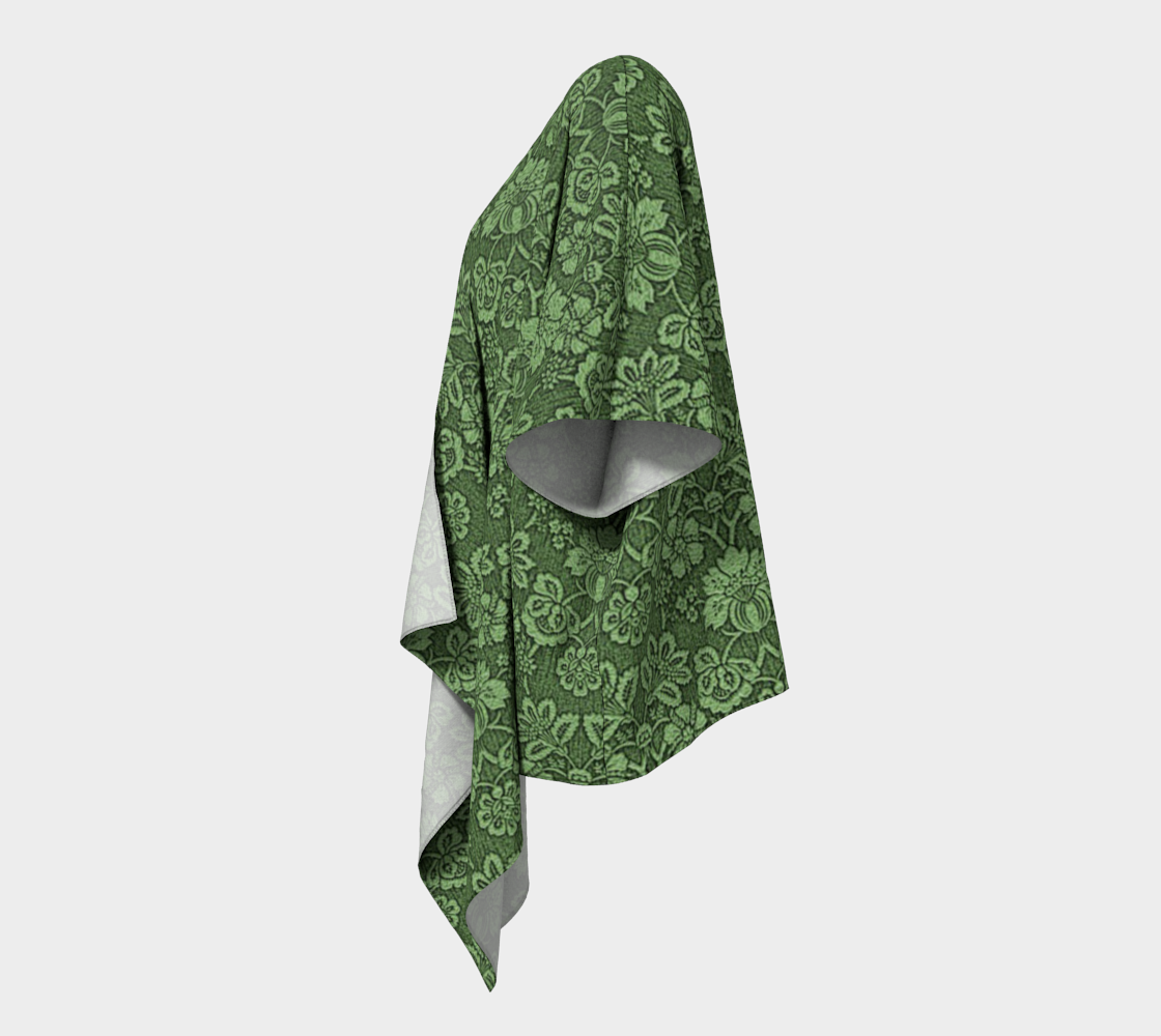 damask green draped Kimono