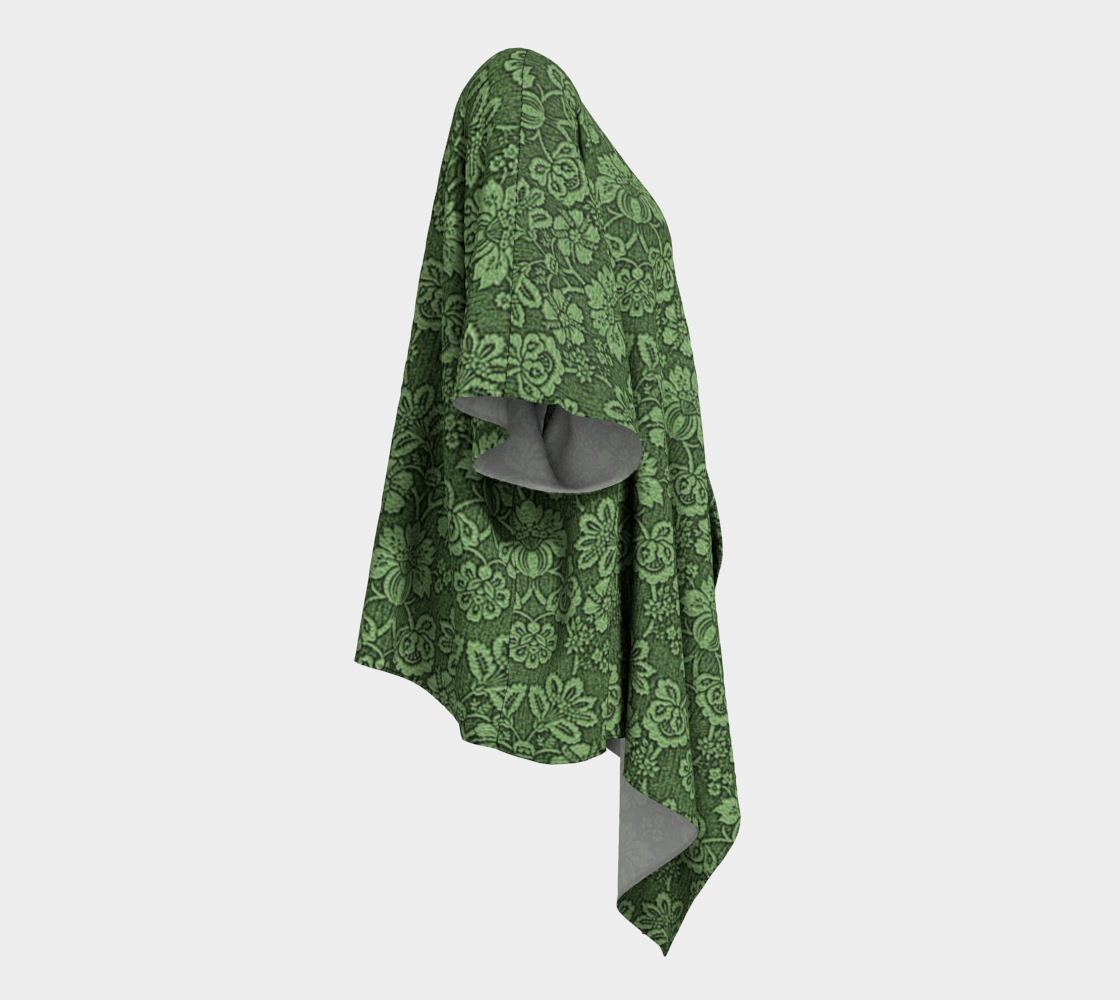 damask green draped Kimono