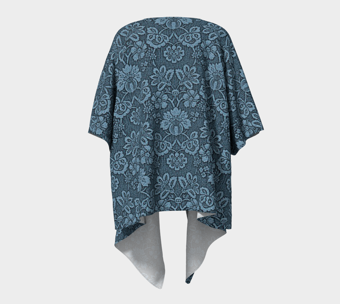 damask blue draped Kimono