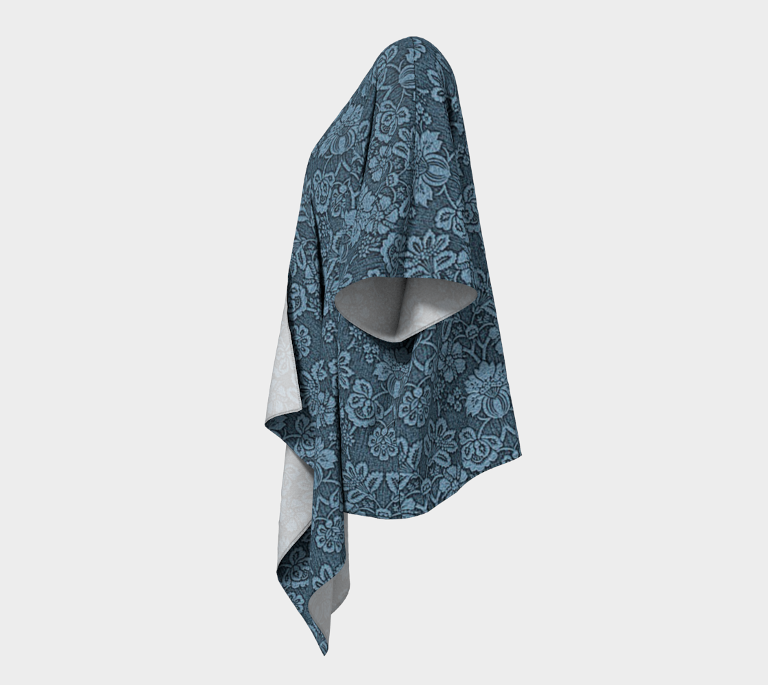 damask blue draped Kimono