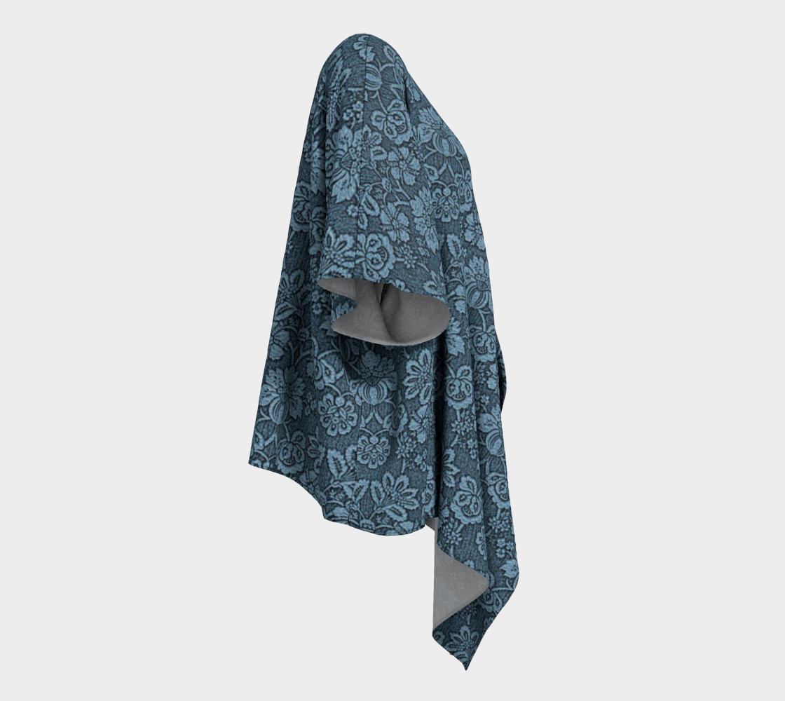 damask blue draped Kimono