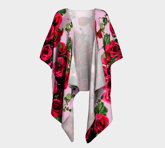 roses pink draped Kimono