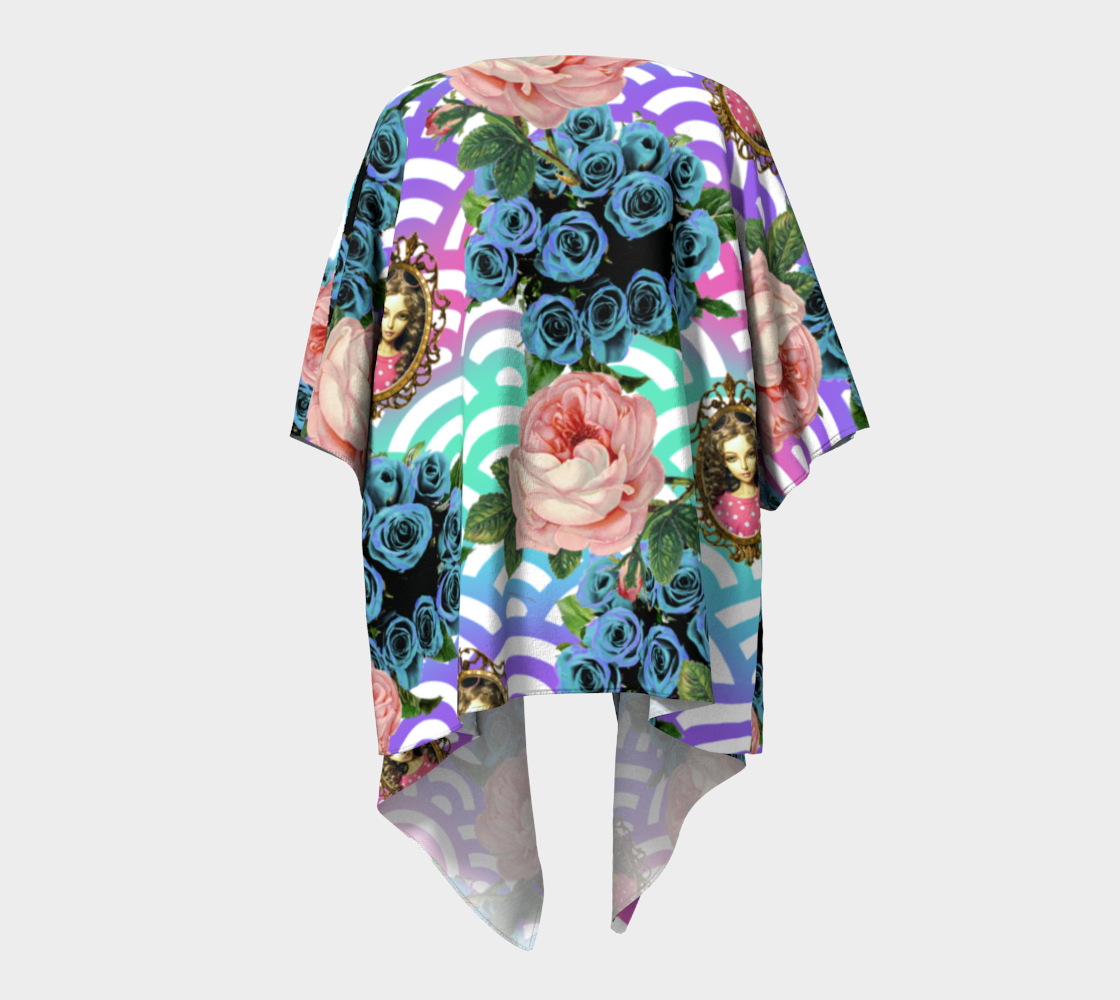 floral waves draped Kimono