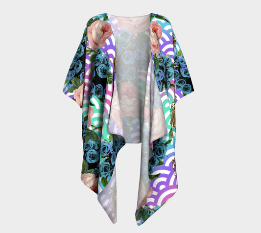 floral waves draped Kimono