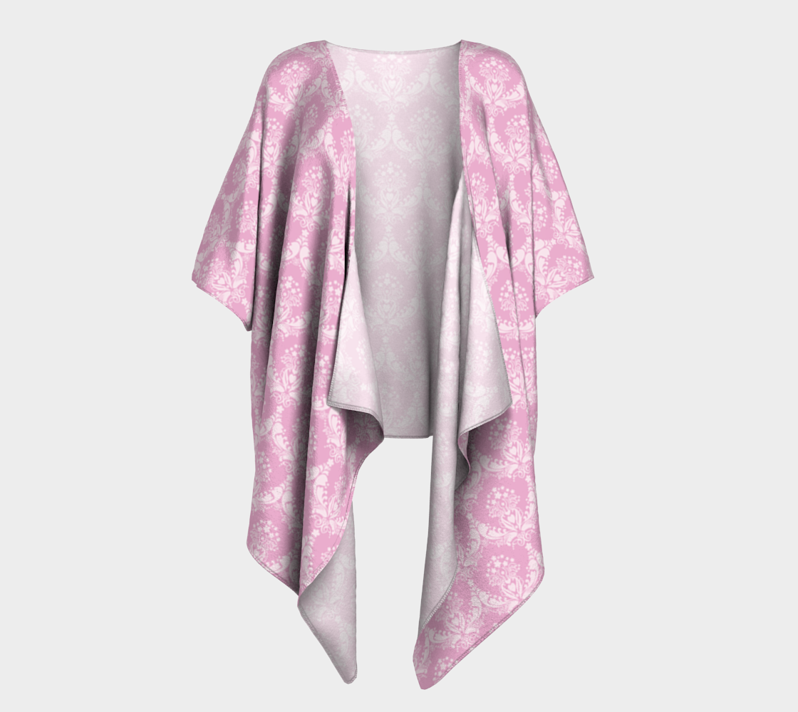 damask pink draped Kimono