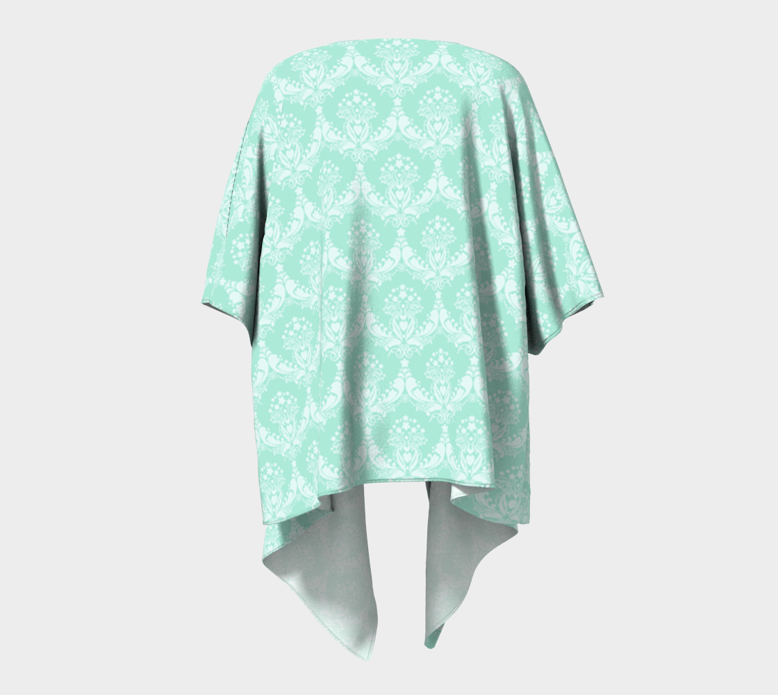 damask agua green draped Kimono