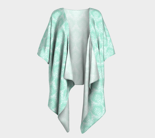 damask agua green draped Kimono