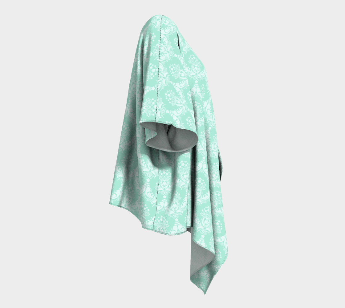 damask agua green draped Kimono