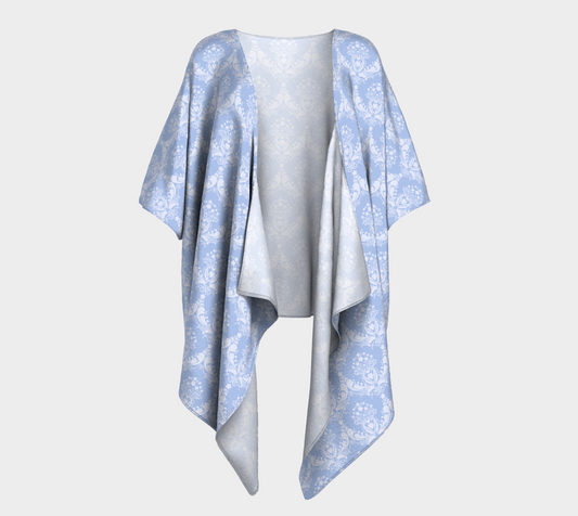 damask light blue draped Kimono