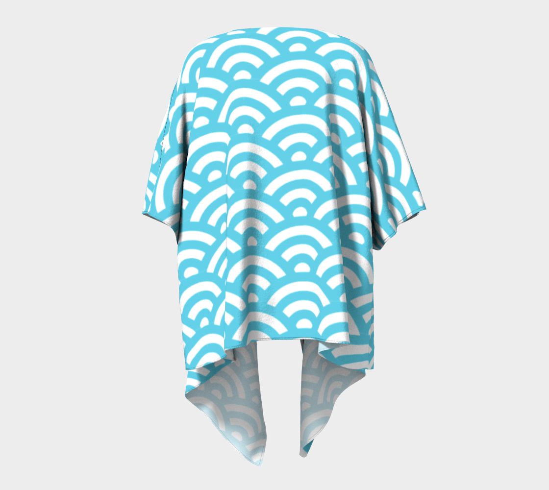 blue waves draped Kimono