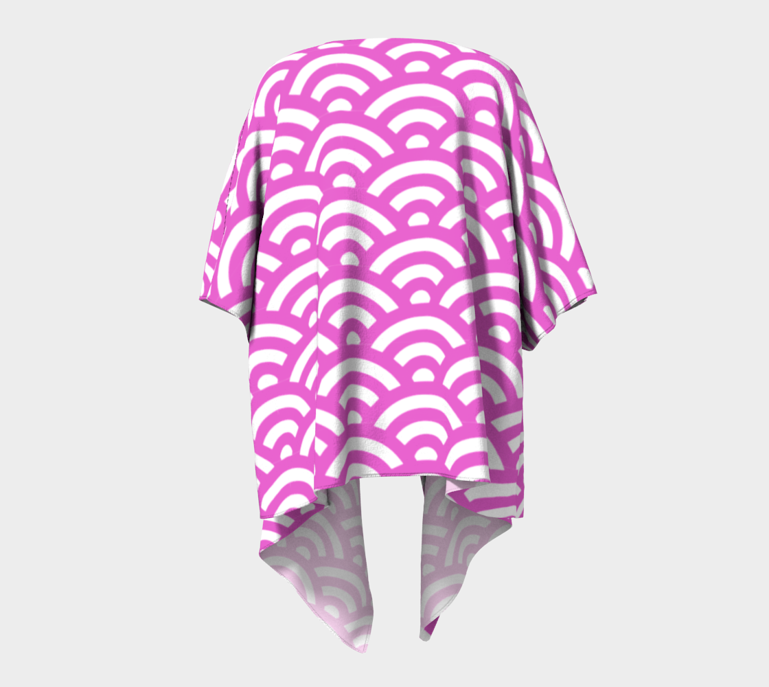 pink waves draped Kimono