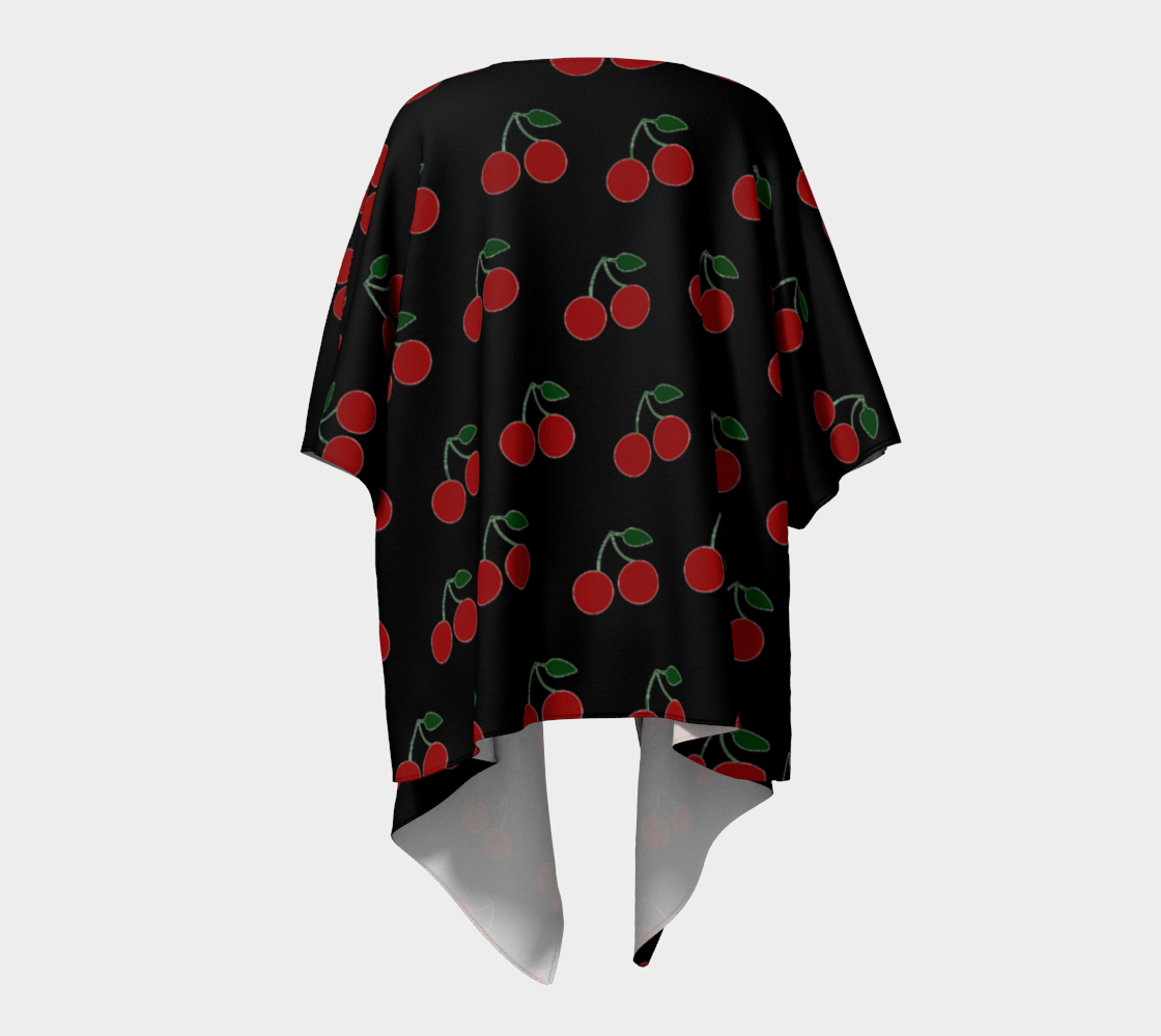 cherries black draped Kimono