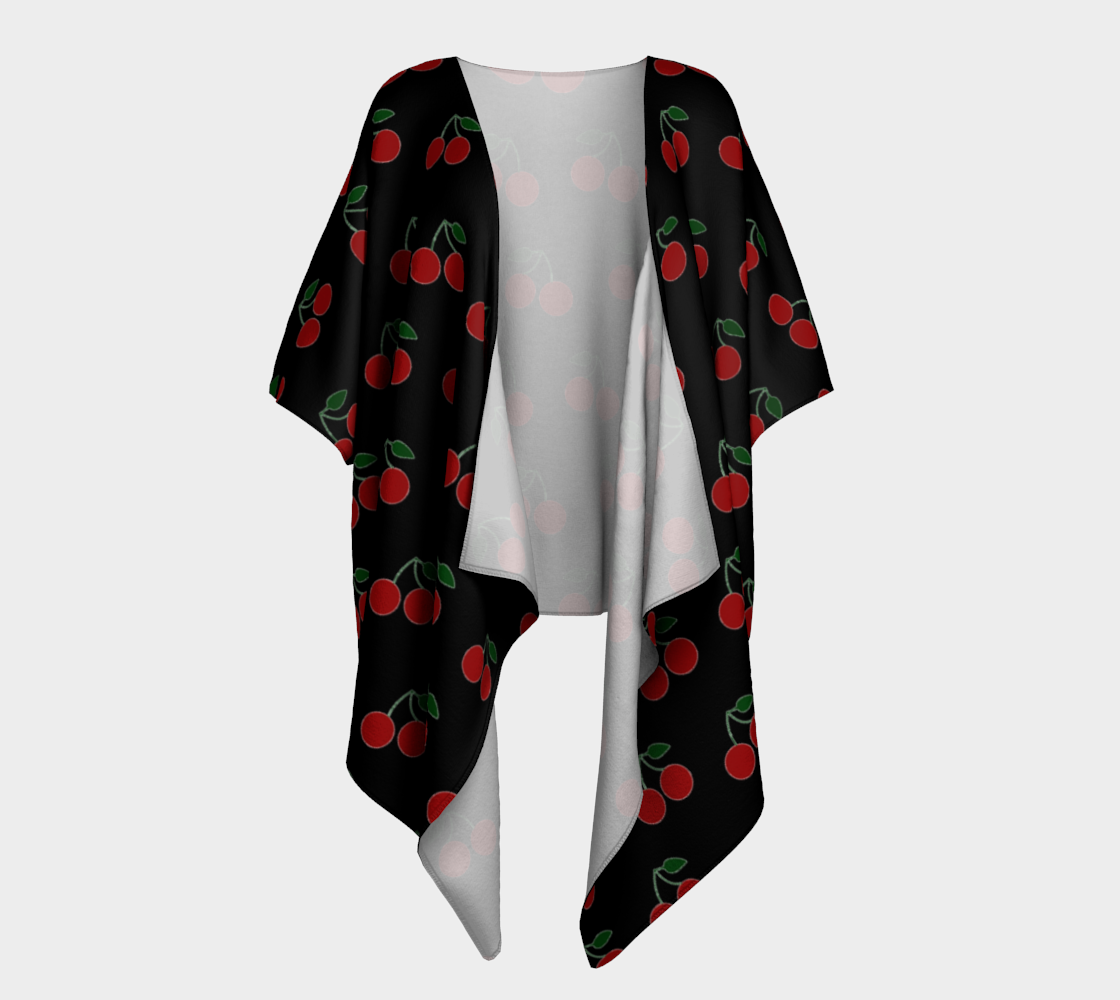 cherries black draped Kimono