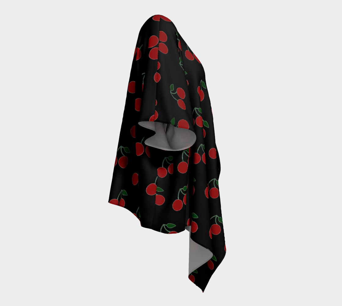 cherries black draped Kimono