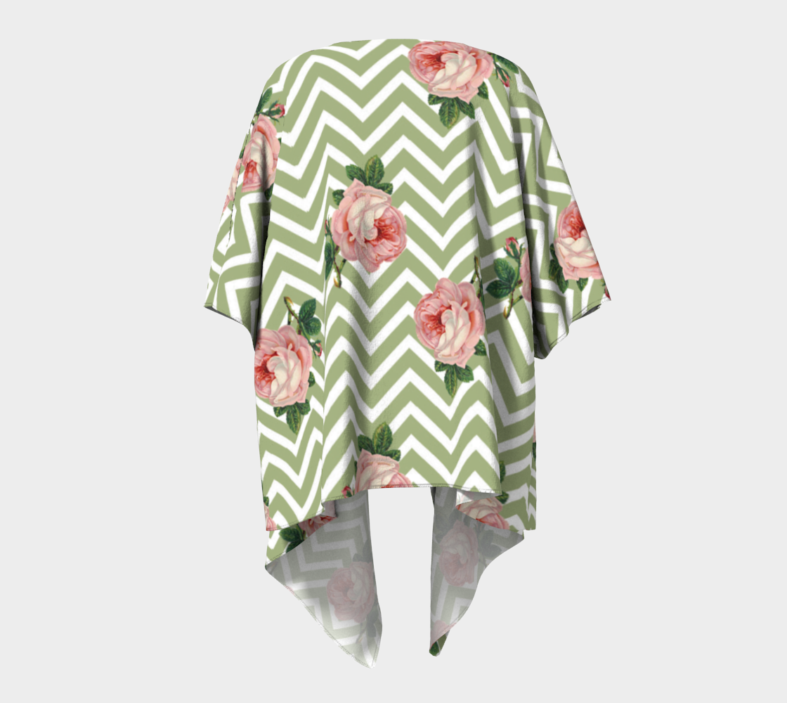 green chevron rose draped Kimono