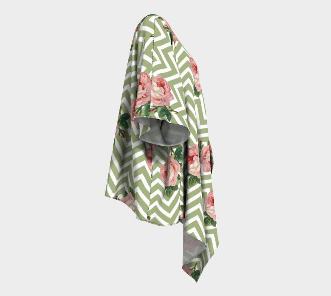 green chevron rose draped Kimono