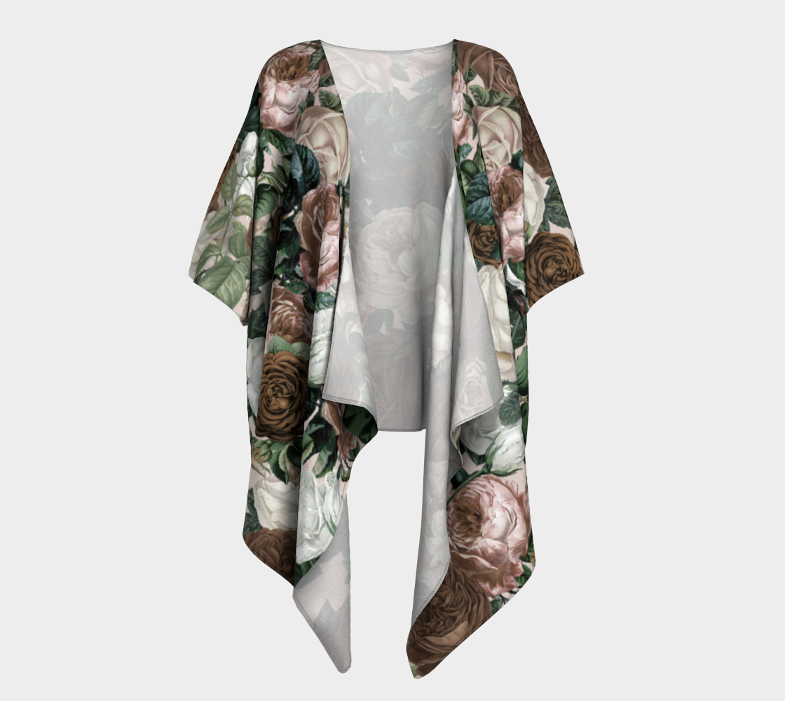 rose bushes brown draped Kimono