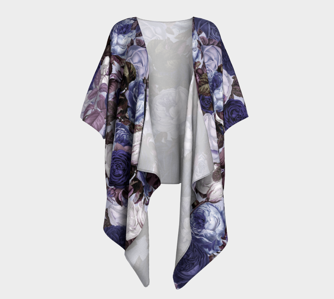 rose bushes blue draped Kimono