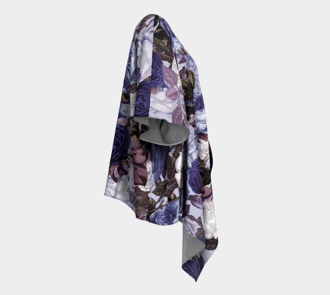 rose bushes blue draped Kimono