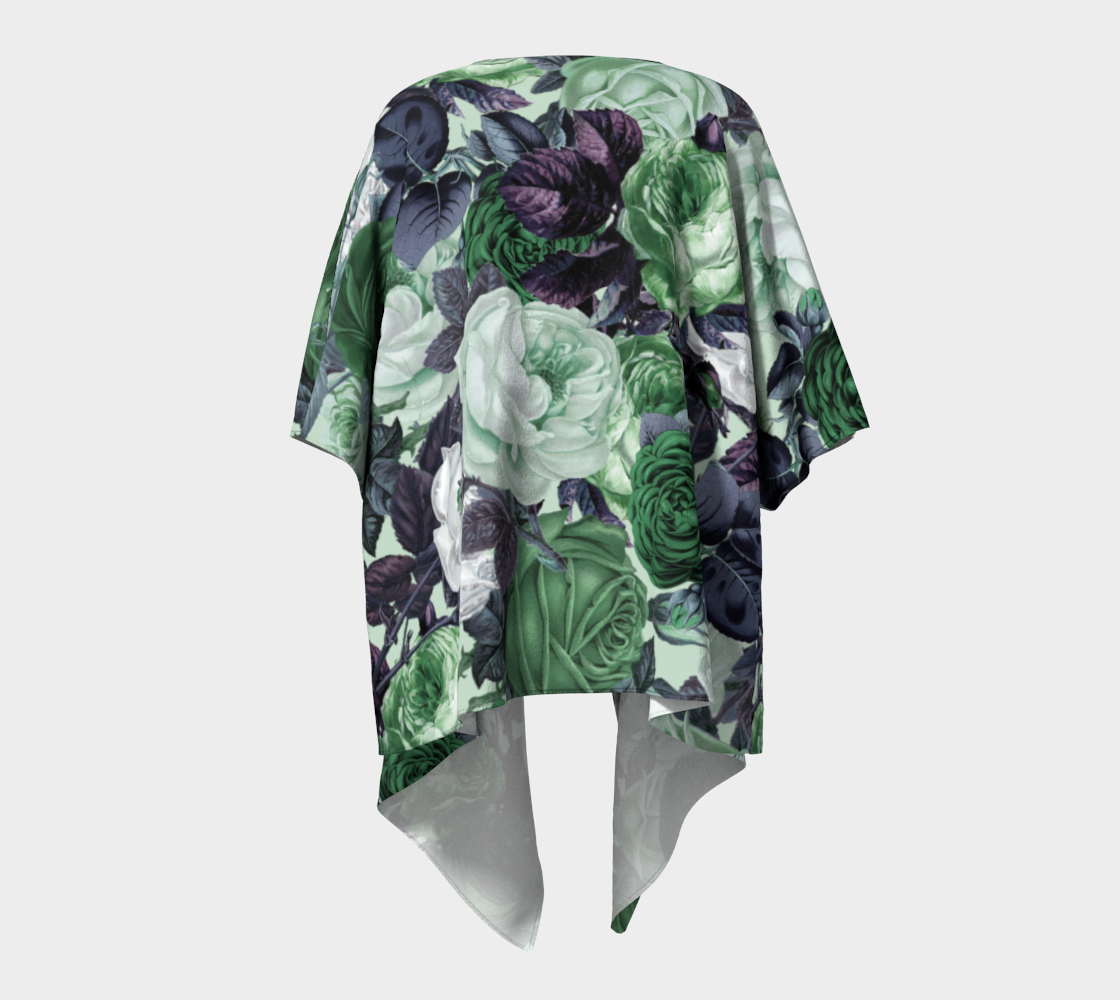 rose bushes green draped Kimono