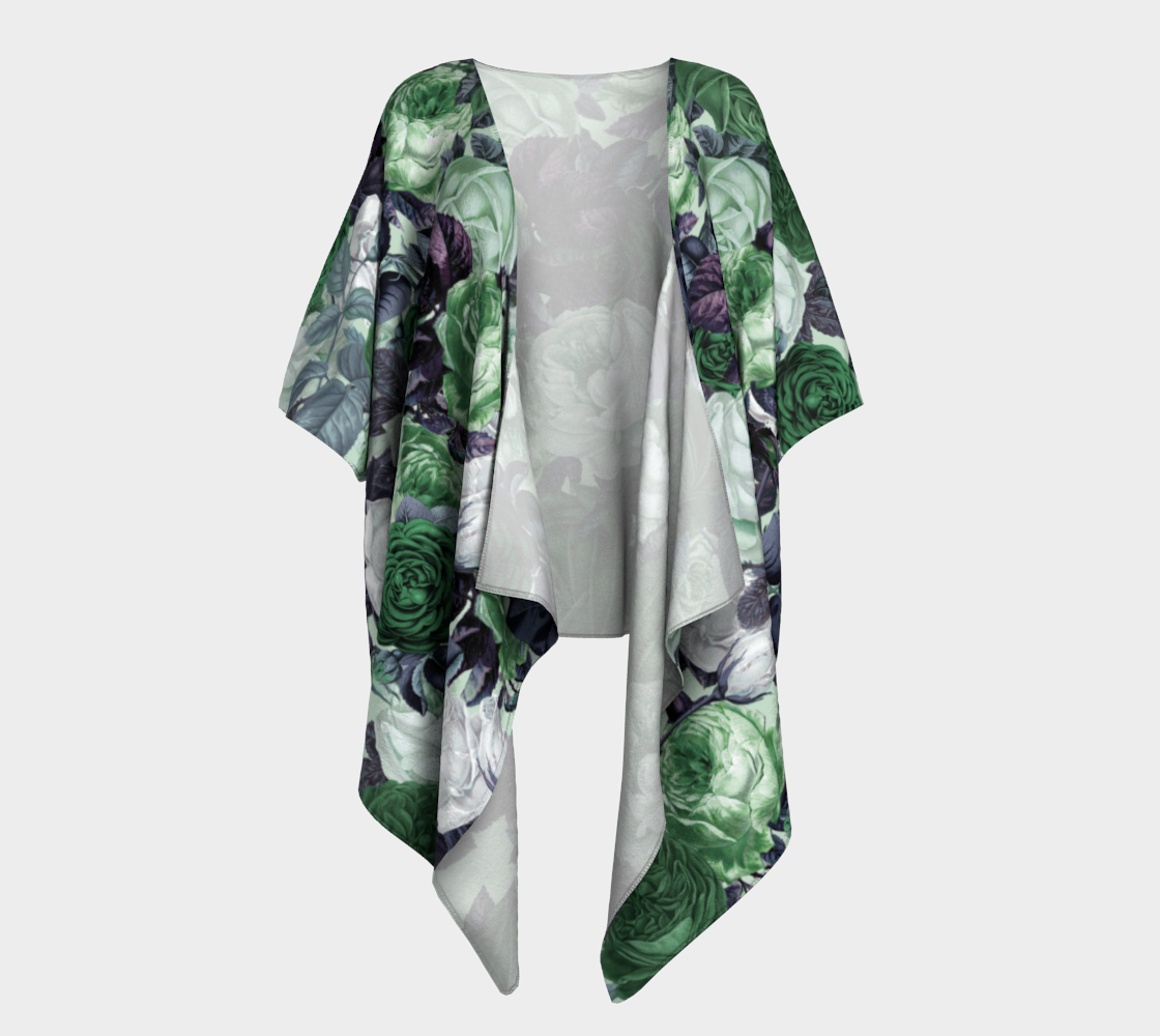 rose bushes green draped Kimono