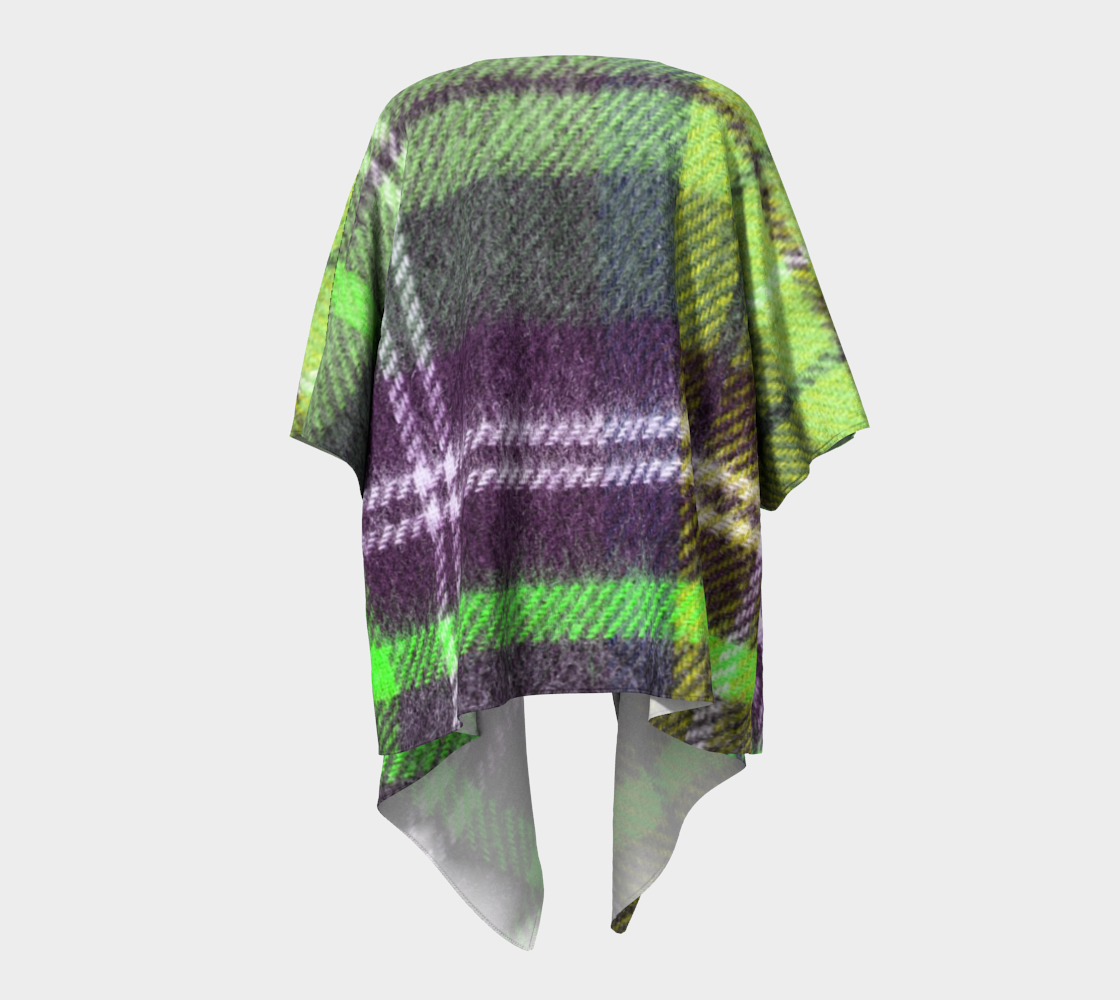 neon green plaid flannel draped Kimono