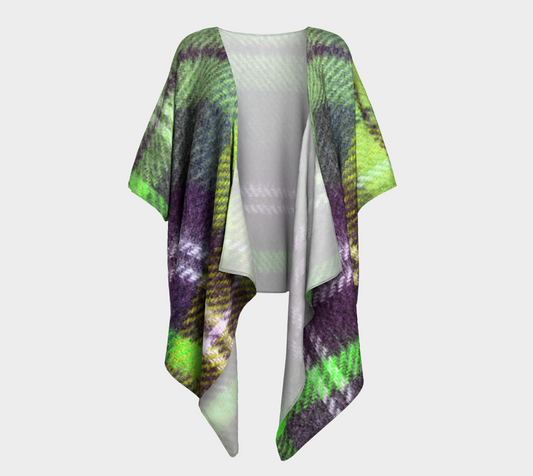 neon green plaid flannel draped Kimono