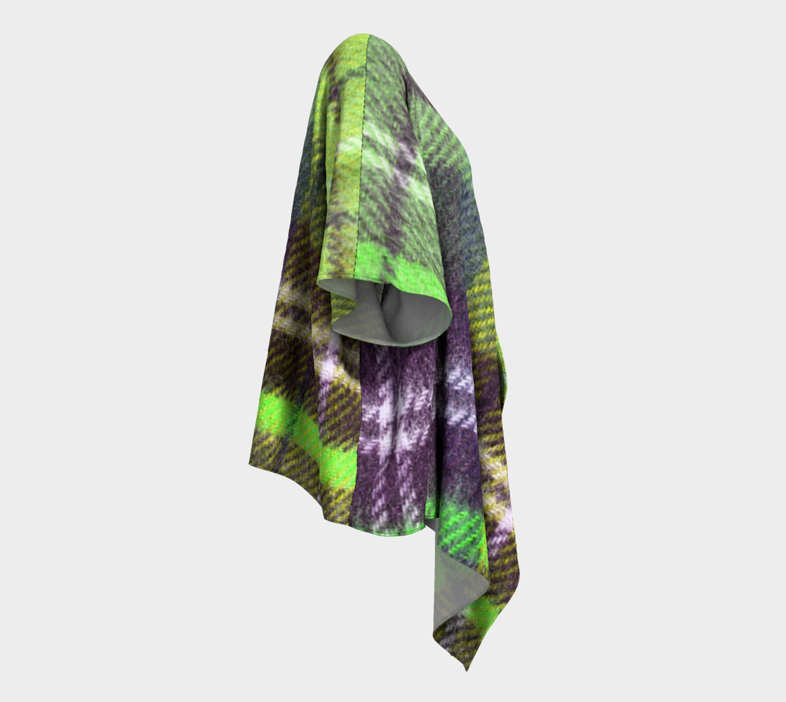 neon green plaid flannel draped Kimono