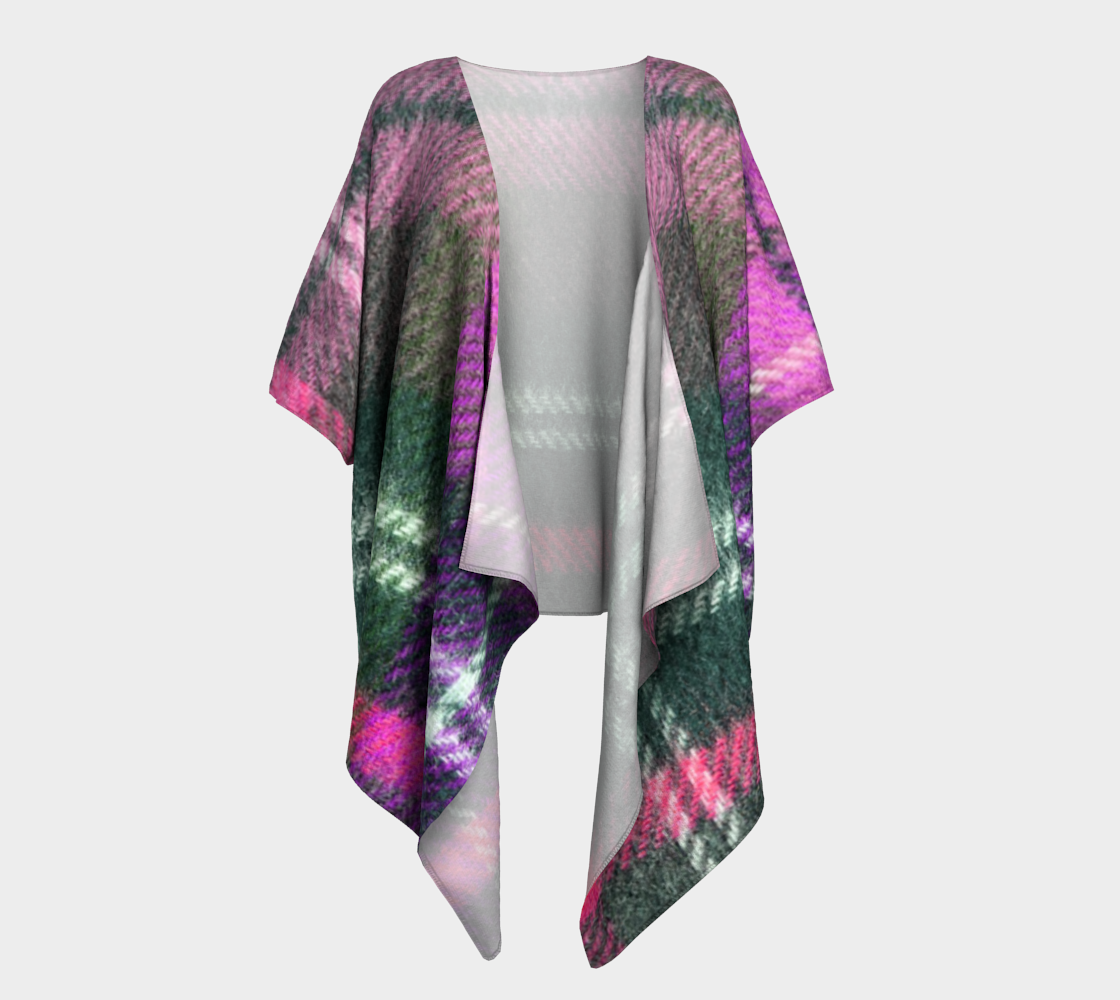 pink plaid flannel draped Kimono