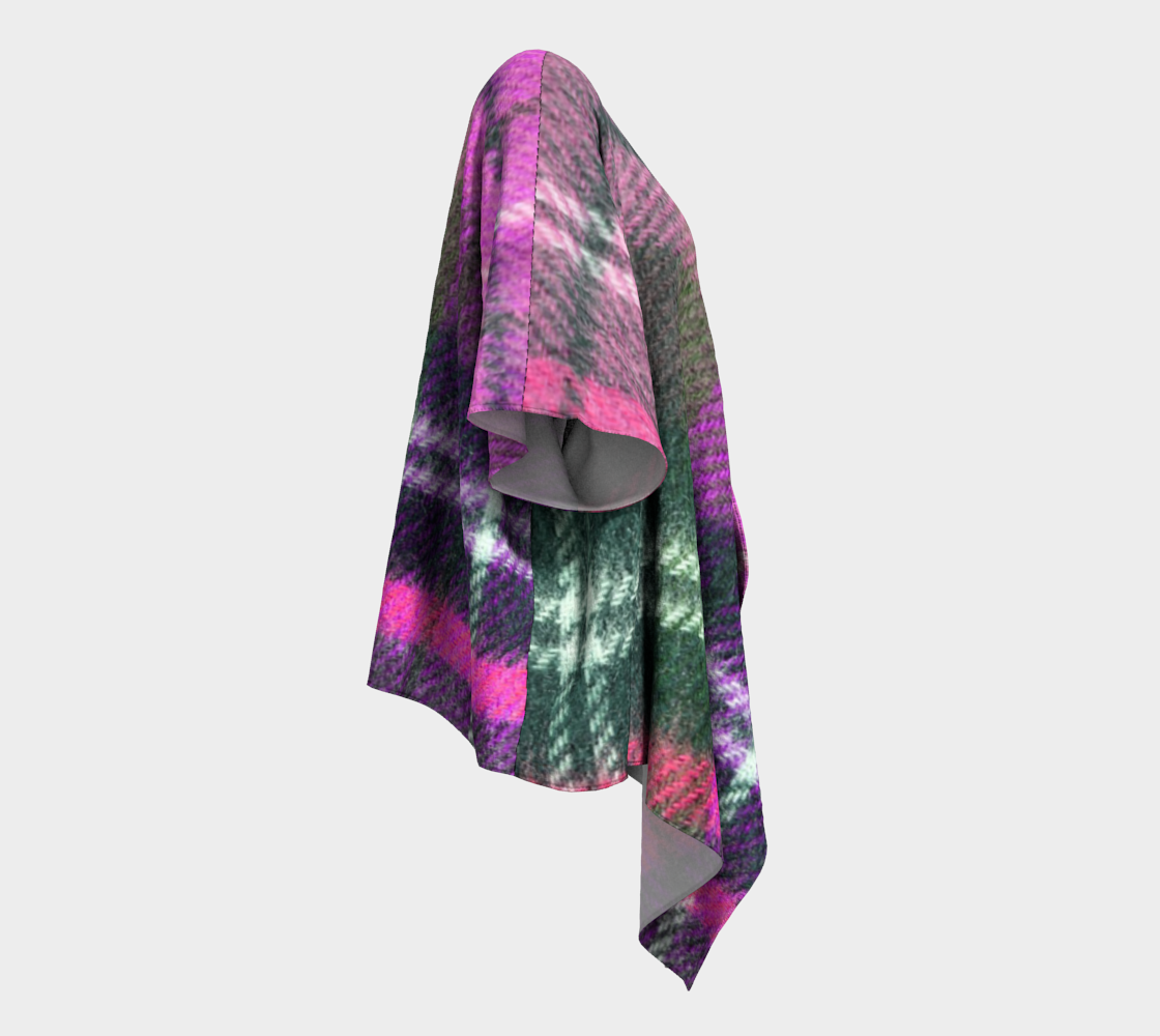 pink plaid flannel draped Kimono