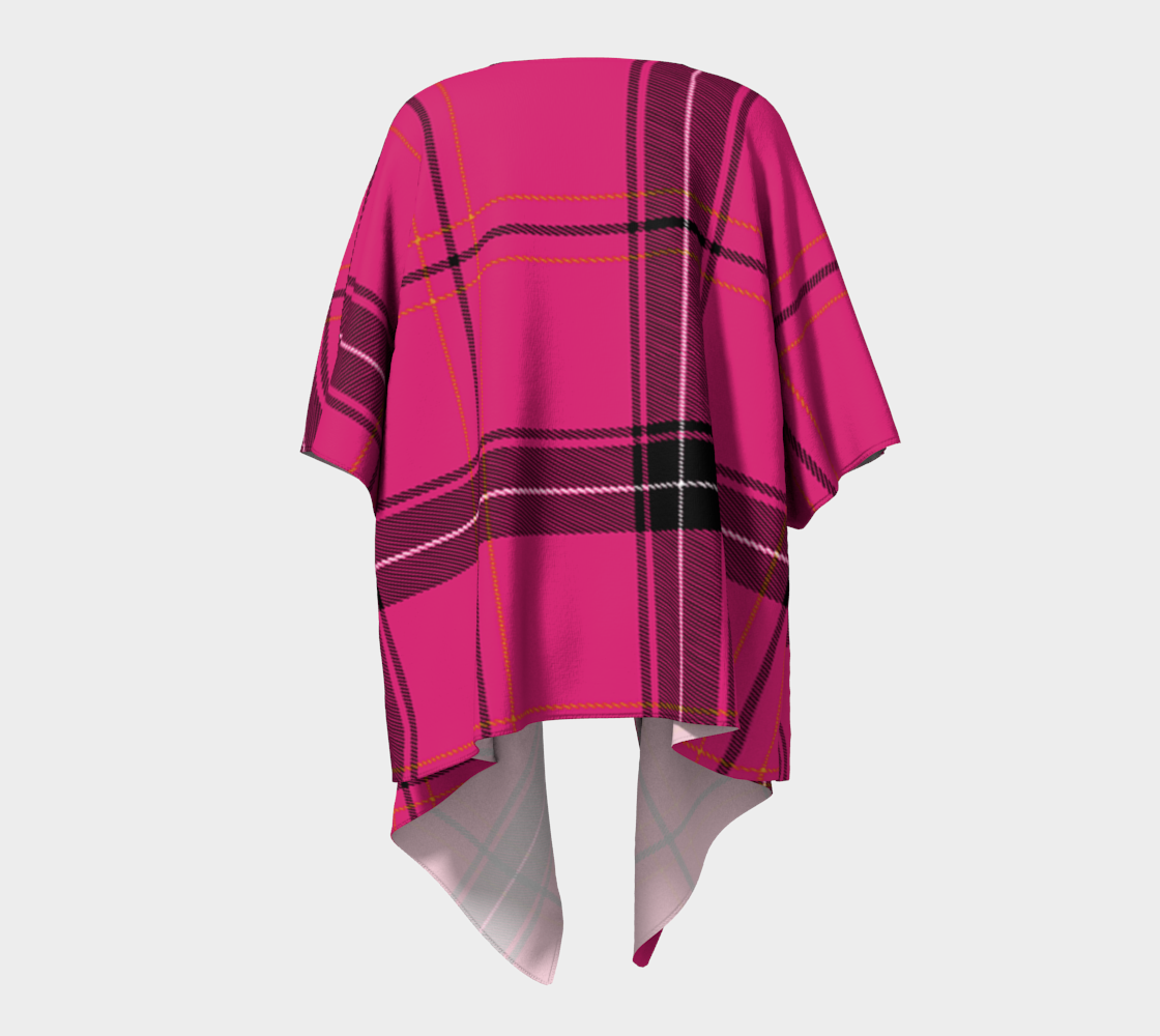 dark pink plaid draped Kimono