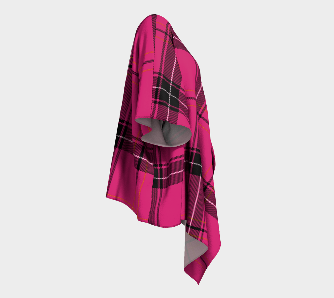 dark pink plaid draped Kimono