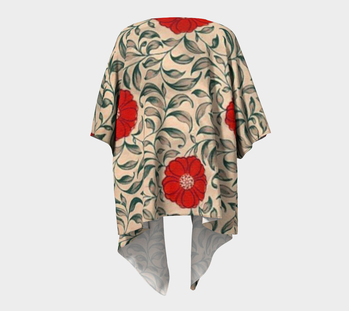 Japanese floral red draped Kimono