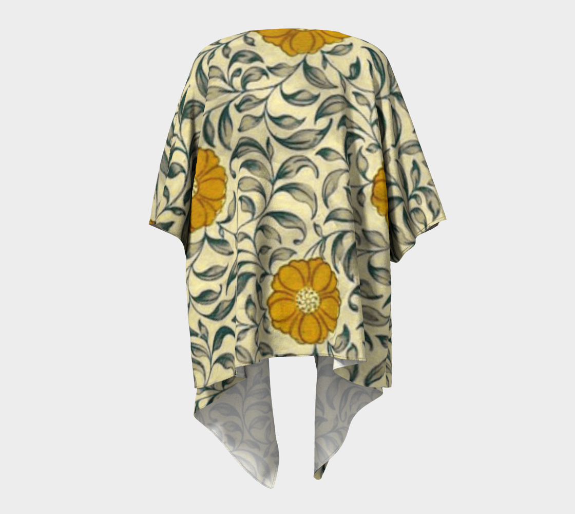 Japanese floral orange draped Kimono