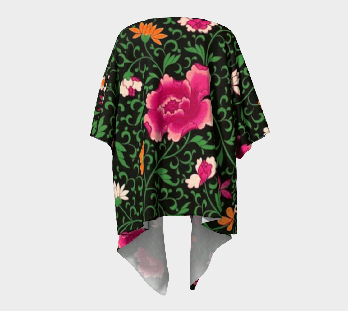 pink japan floral draped Kimono